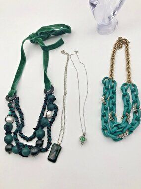 Emerald necklaces - Boden, J. Crew and Fused Glass Handmade